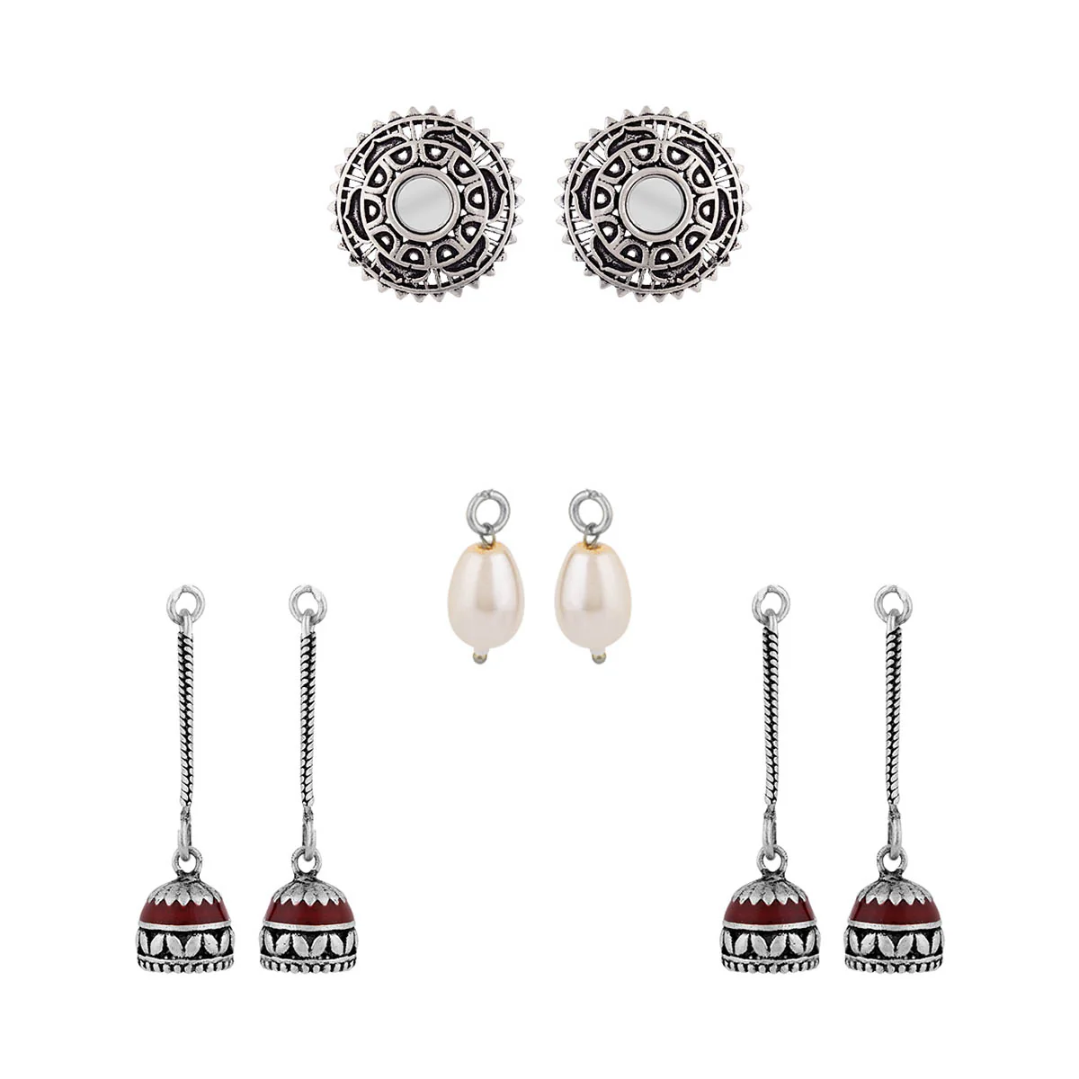 4 in One Interchangeable Mirror Danglers - Image 3