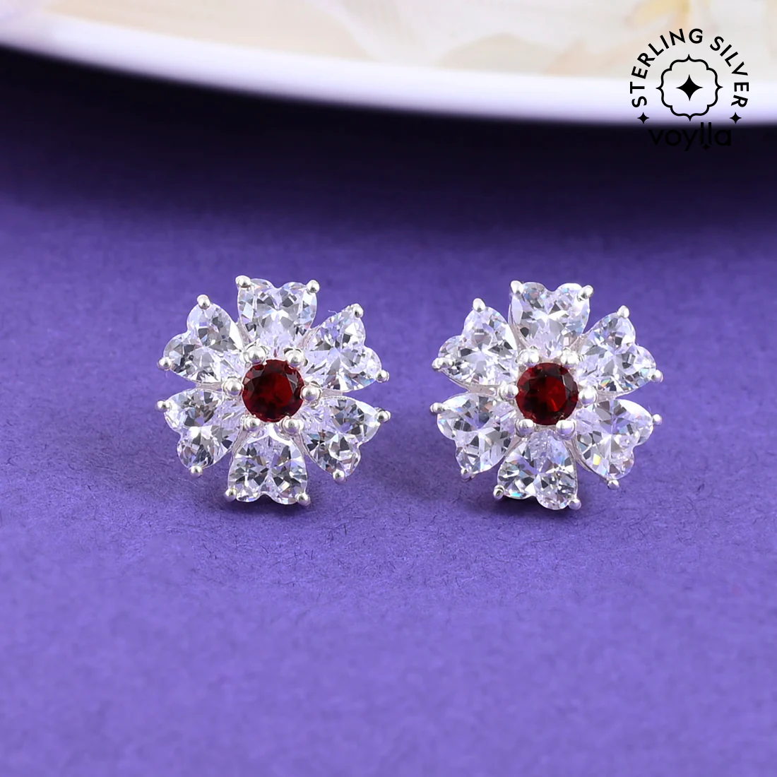 925 Sophisticated Floral Design Earrings