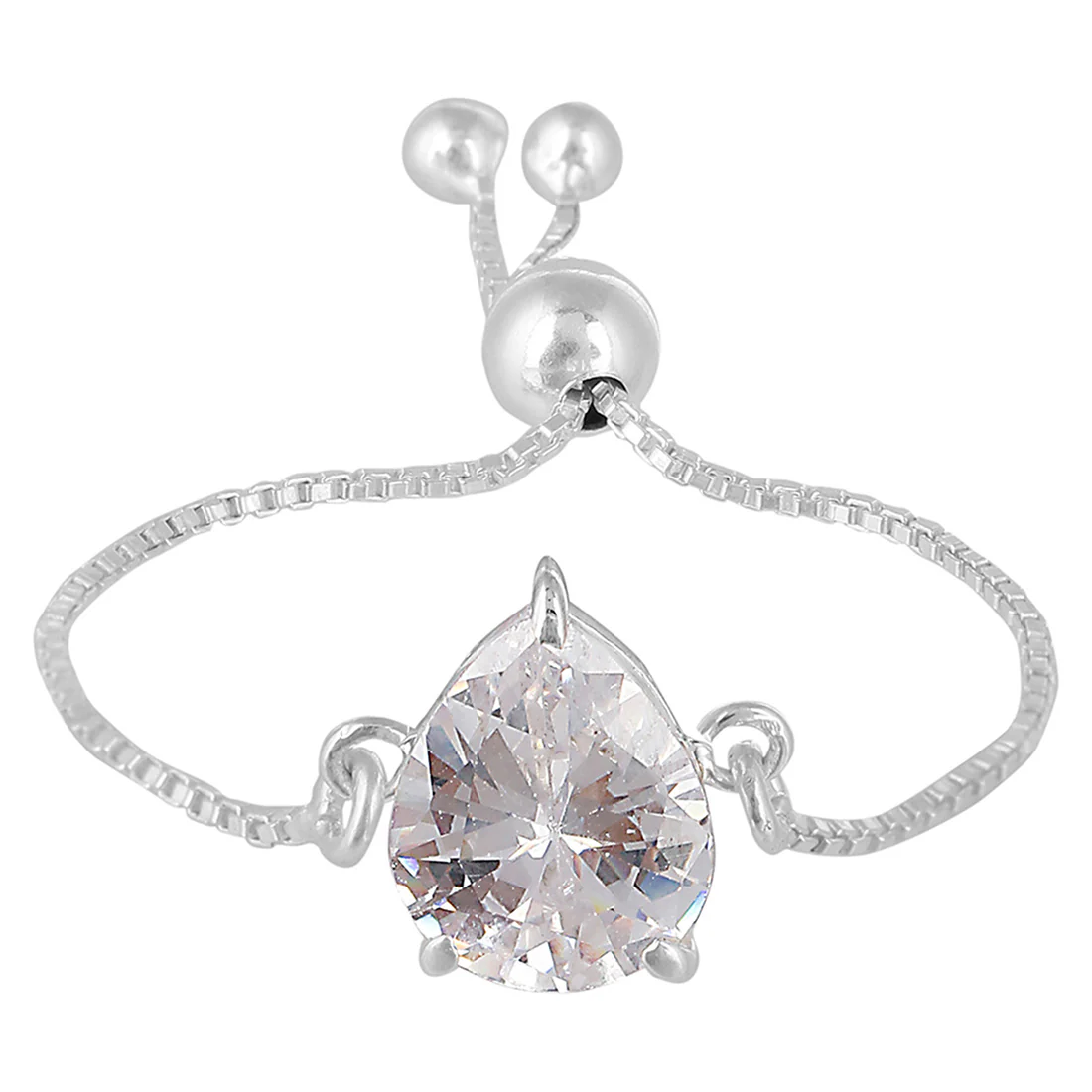 925 Sterling Silver Adjustable CZ Ring - Image 3