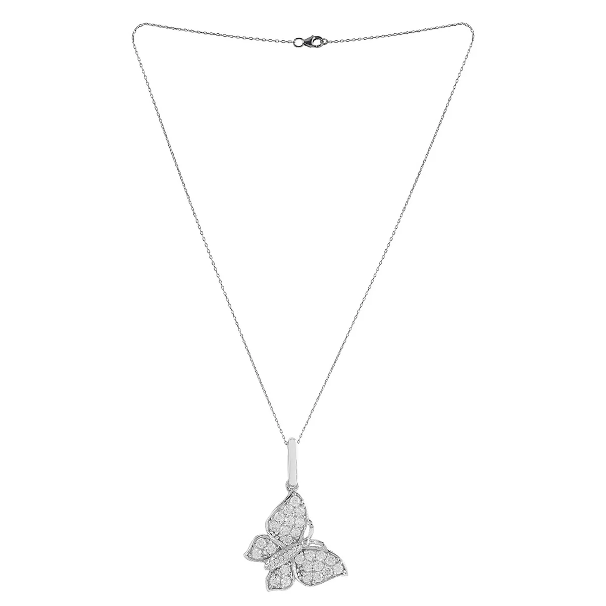 925 Sterling Silver CZ Butterfly Designed Pendant with Chain - Image 4