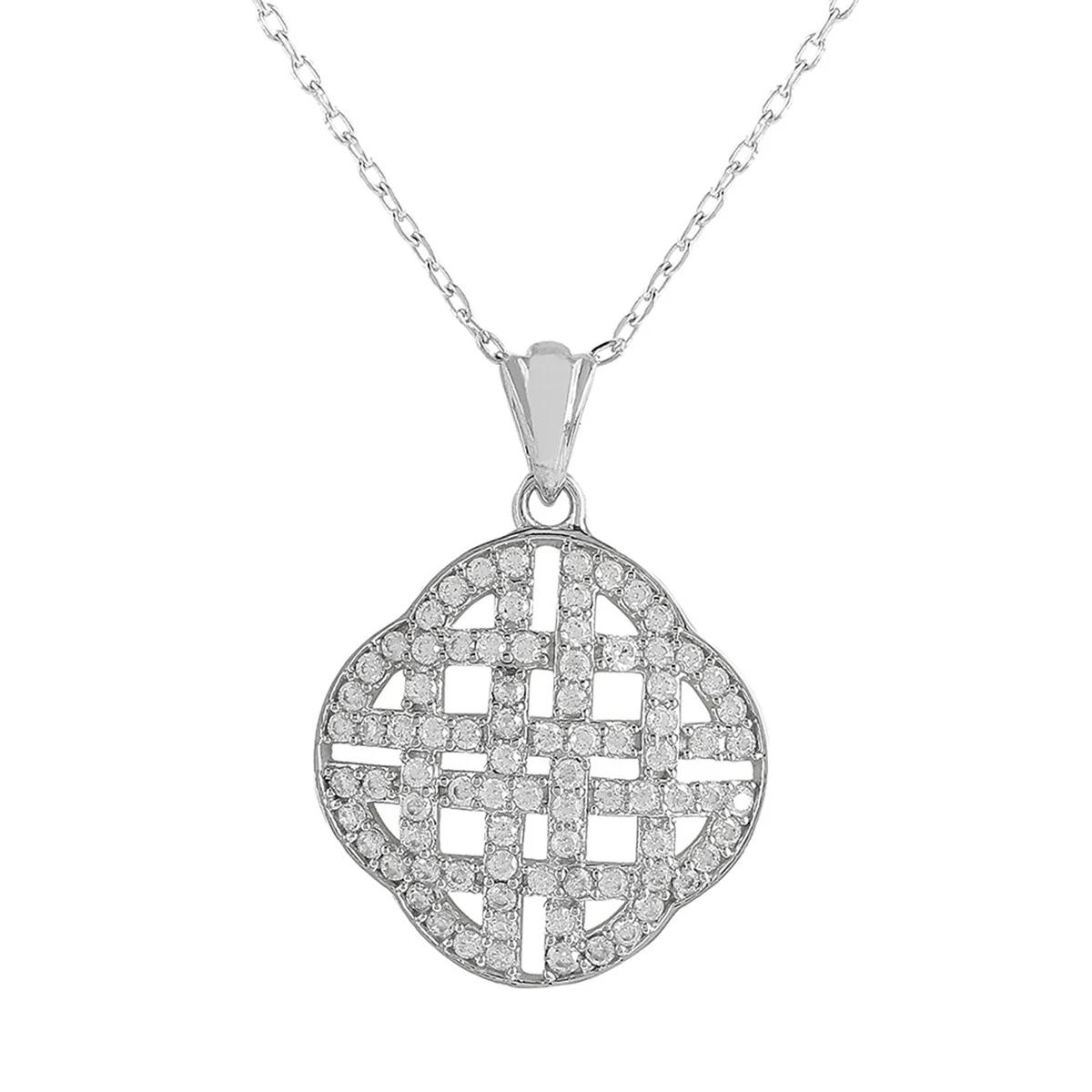 925 Sterling Silver CZ Celtic Knot Pendant with Chain - Image 3