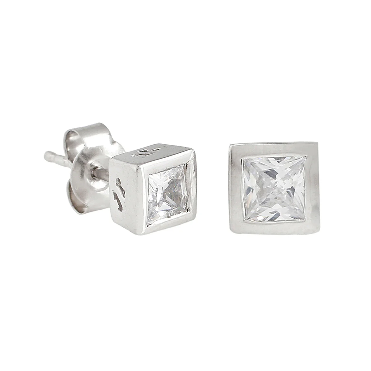 925 Sterling Silver Square Shaped Earring - Image 5