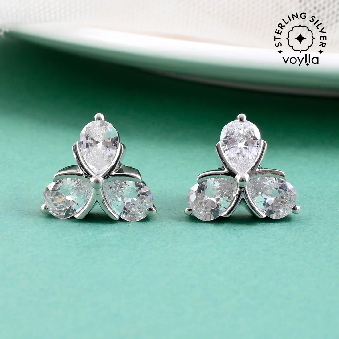 925 Sterling Silver Floral Stud Earrings