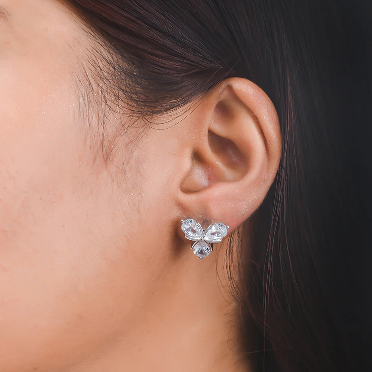 925 Sterling Silver Floral Stud Earrings - Image 2