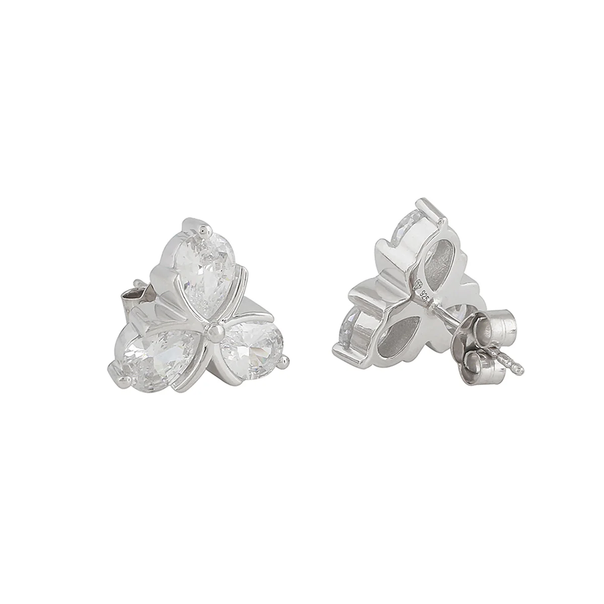925 Sterling Silver Floral Stud Earrings - Image 4