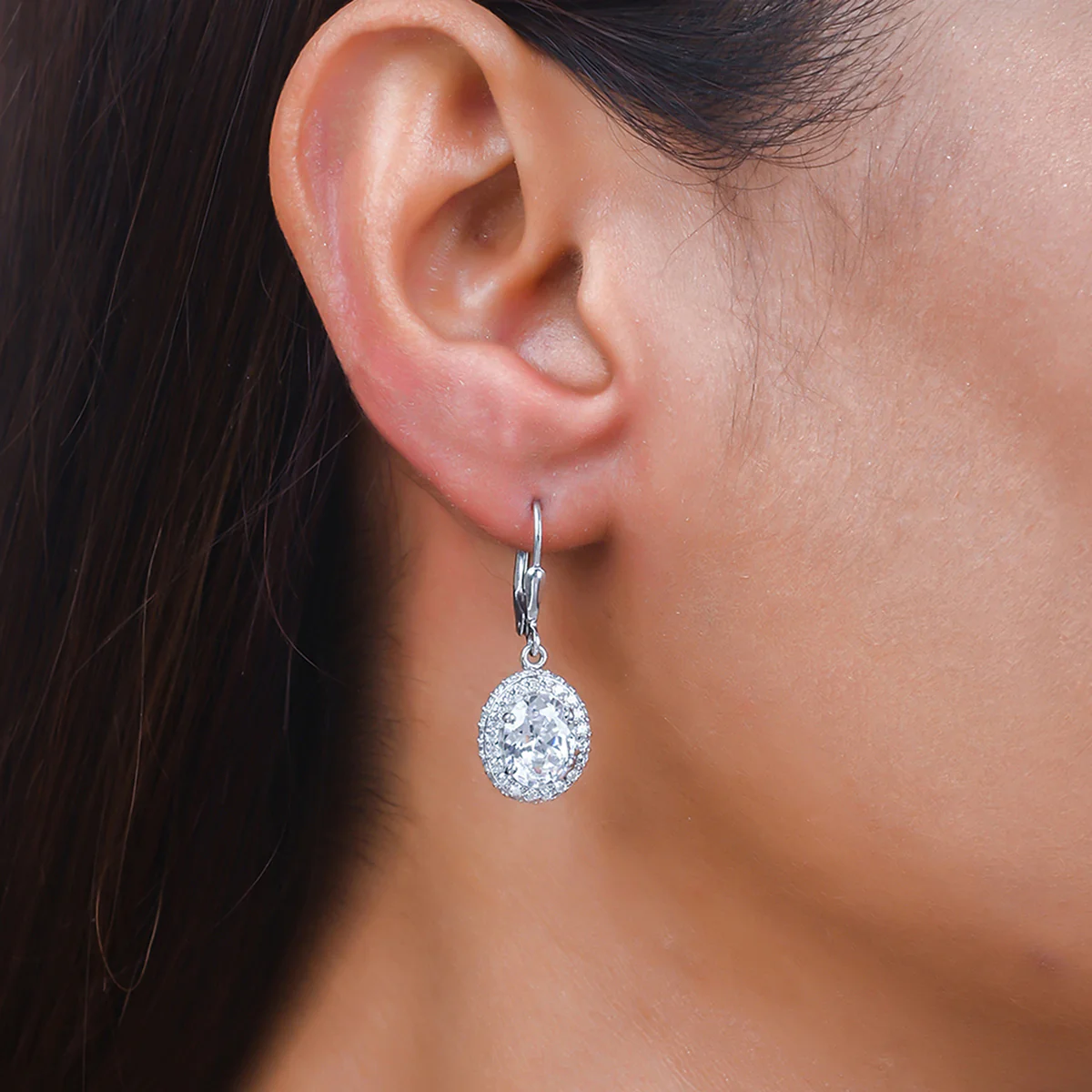 925 Sterling Silver CZ Stone Drop Earrings - Image 2