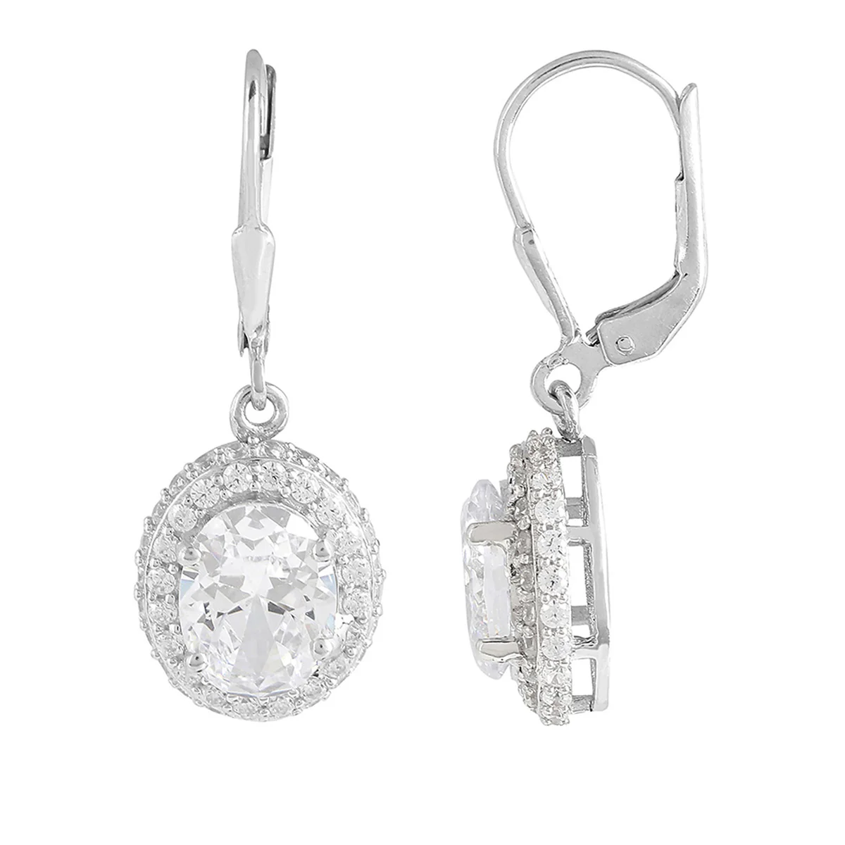 925 Sterling Silver CZ Stone Drop Earrings - Image 5