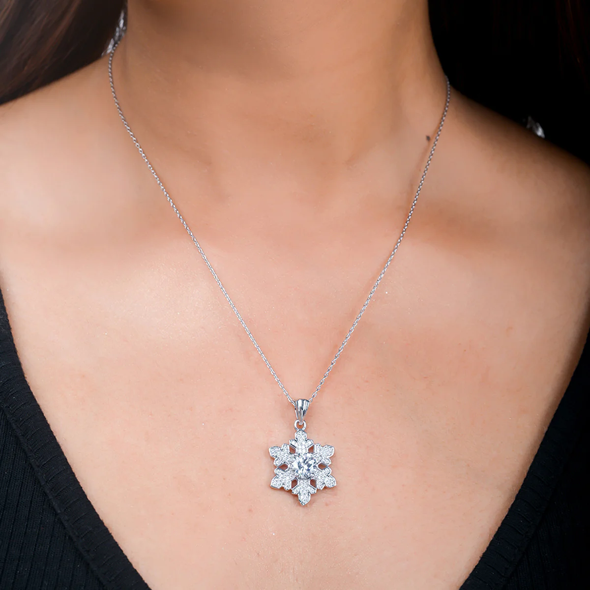 925 Sterling Silver CZ Blue Stone Pendant with Chain - Image 2