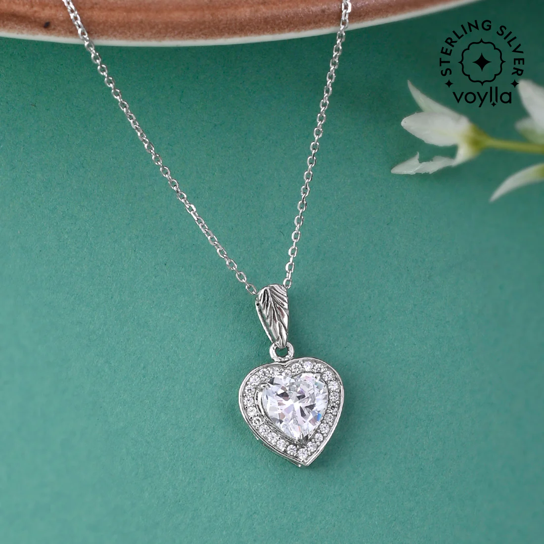 Elegant 925 Sterling Silver CZ Heart Pendant for Any Occasion | Voylla