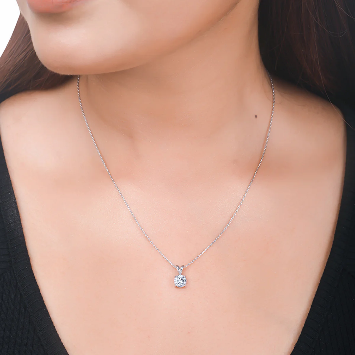 925 Sterling Silver CZ Embedded Pendant with Chain - Image 2