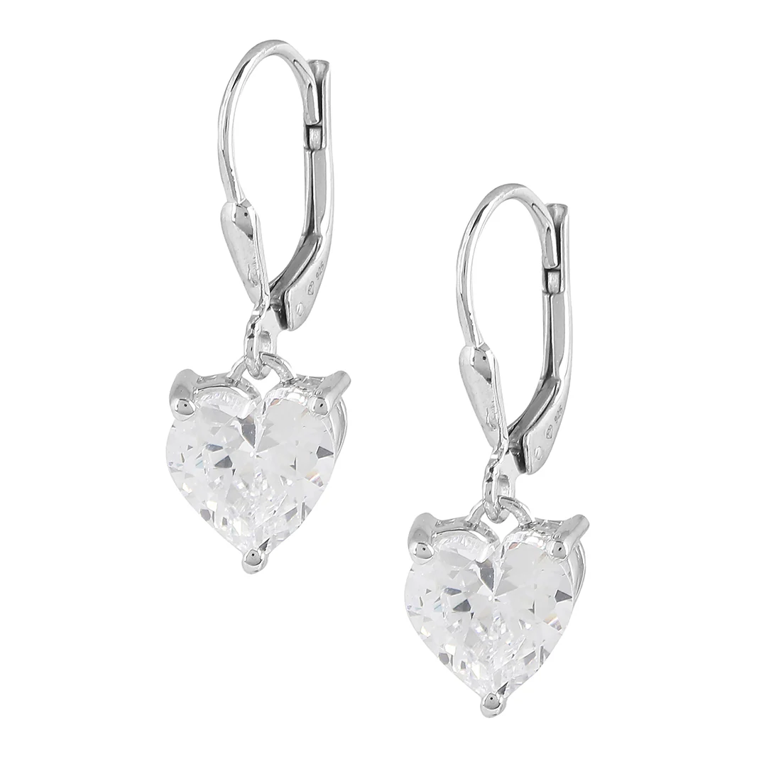 925 Sterling Silver Heart Dangler Earrings - Image 3