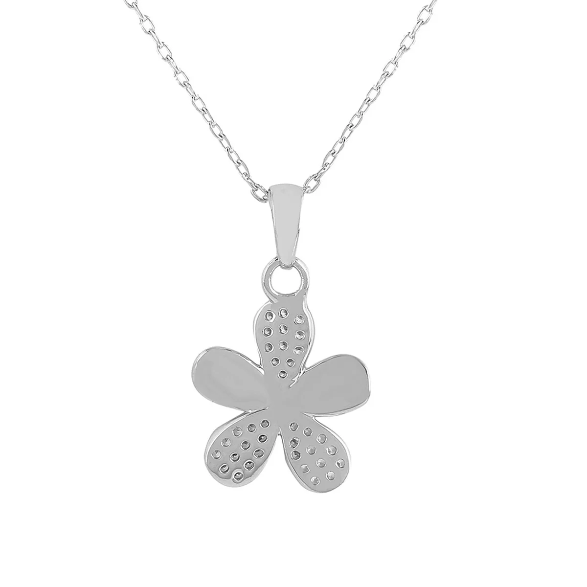 925 Sterling Silver CZ Floral Pendant - Image 5