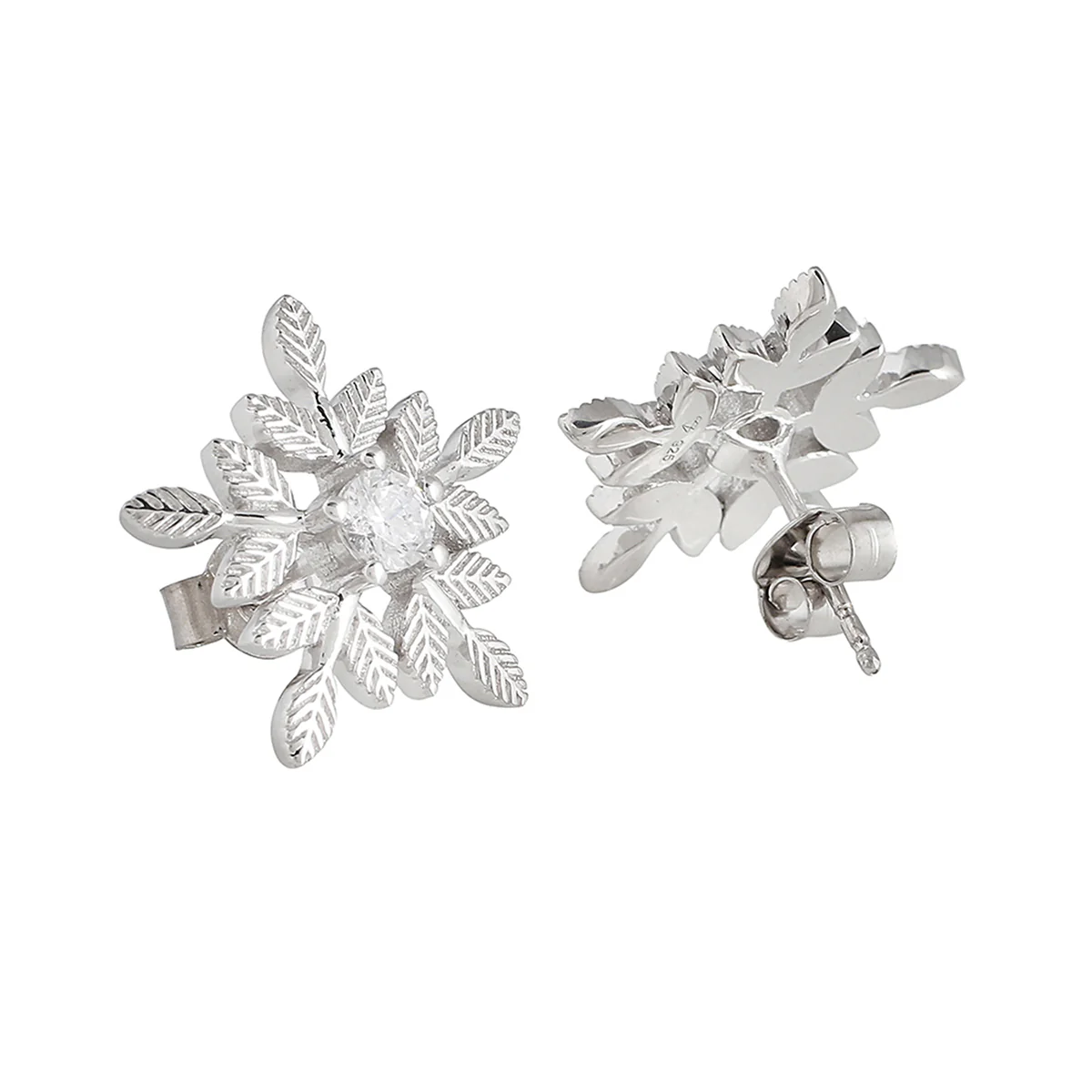 925 Sterling Silver Snowflakes Earrings - Image 4