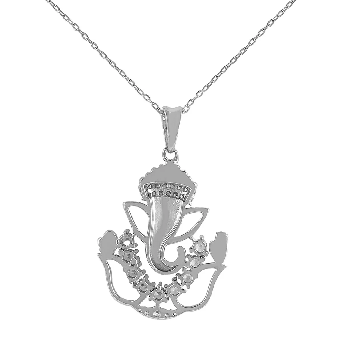 925 Sterling Silver CZ Ganesha Chain Pendant for Gifting|Voylla - Image 5