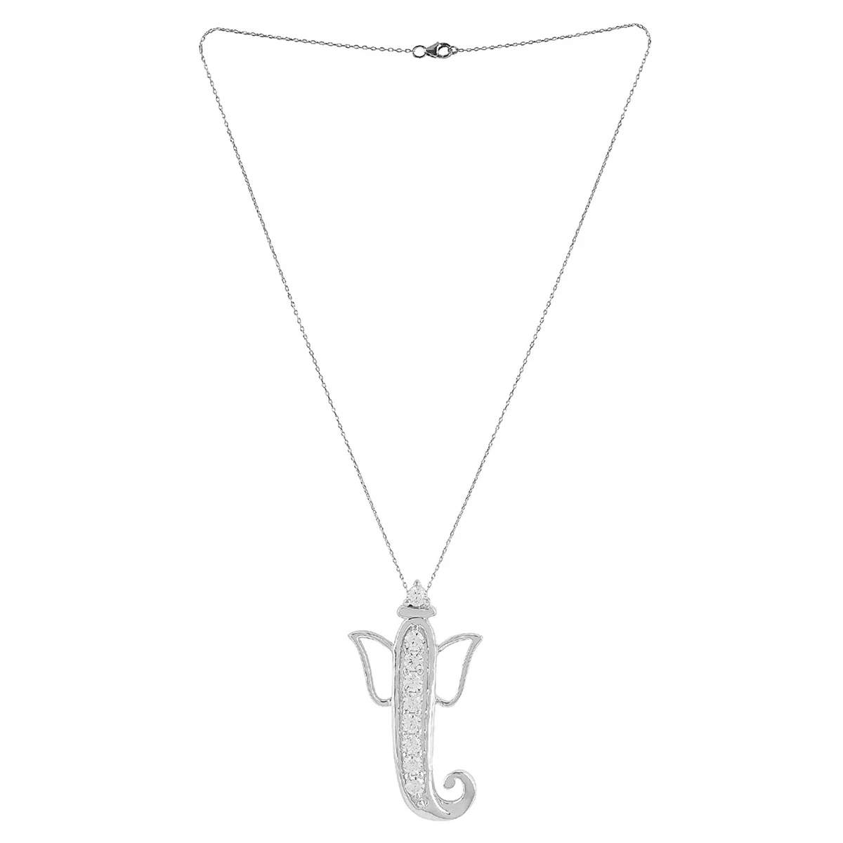 925 Sterling Silver CZ Ganesha Pendant with Chain - Voylla - Image 4