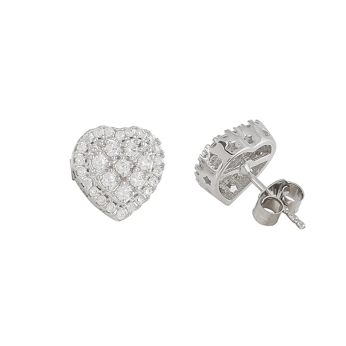 925 Sterling Silver CZ Heart Shaped Stud Earrings - Image 4