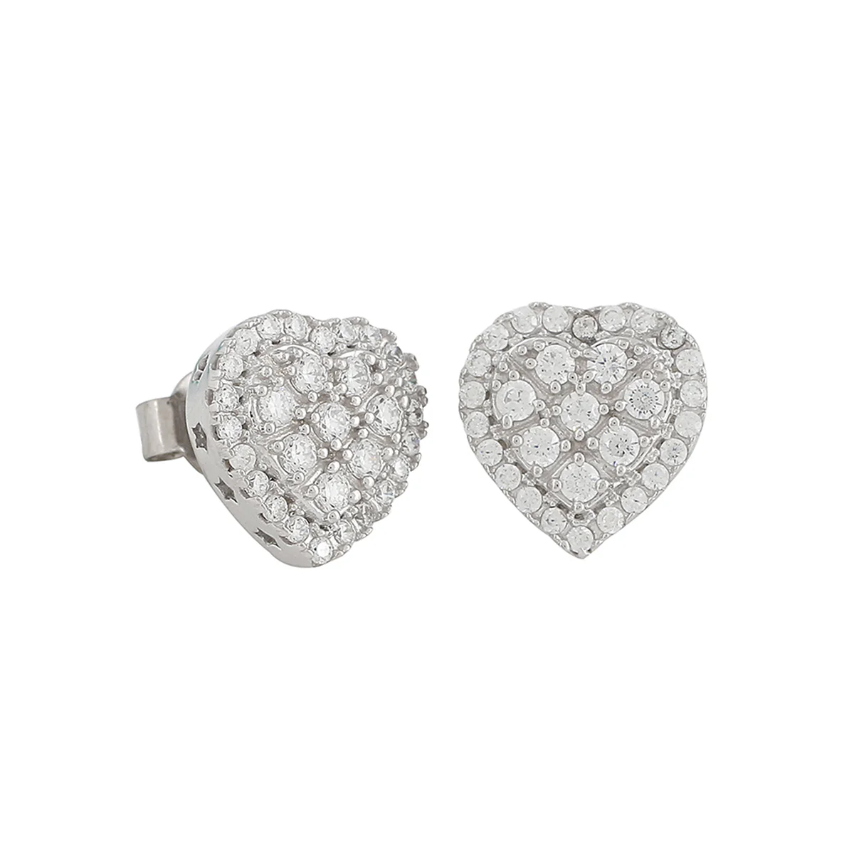 925 Sterling Silver CZ Heart Shaped Stud Earrings - Image 5