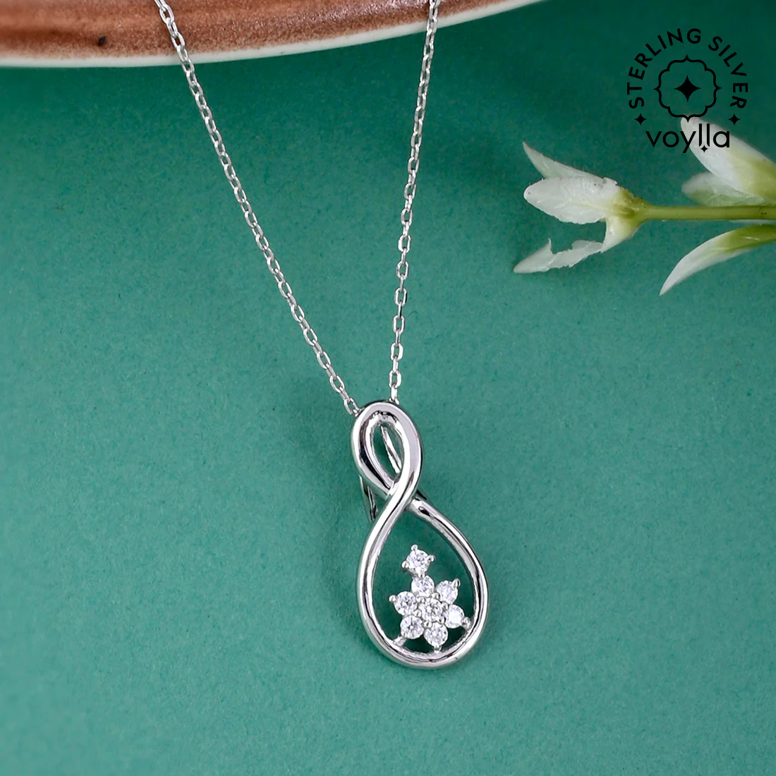 925 Sterling Silver CZ Infinity Pendant with Chain
