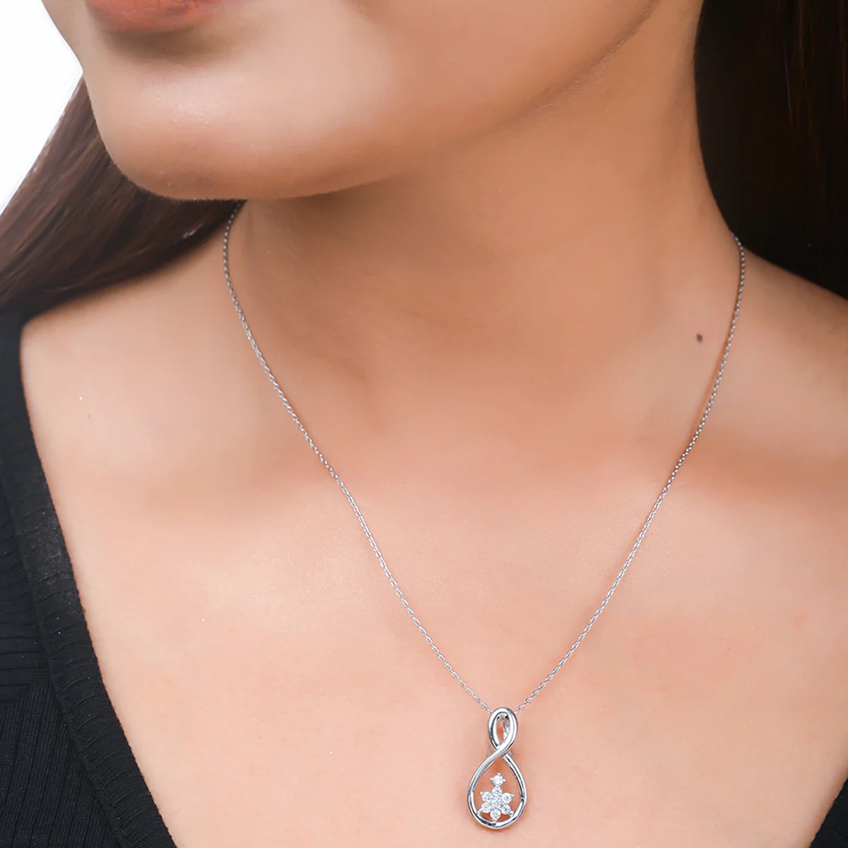 925 Sterling Silver CZ Infinity Pendant with Chain - Image 2