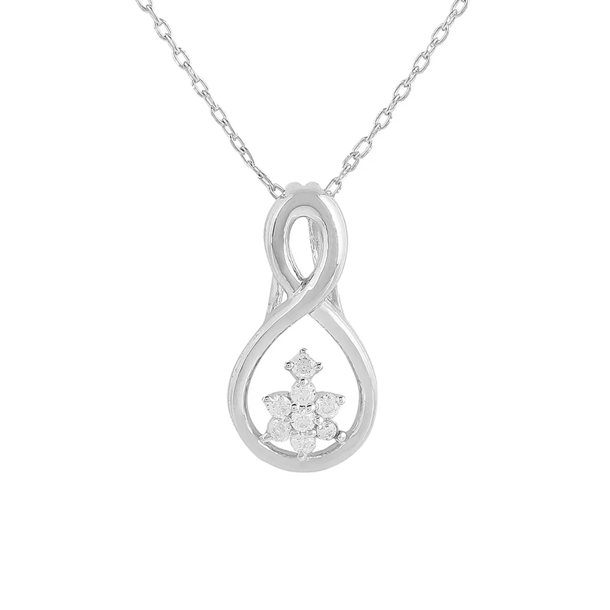 925 Sterling Silver CZ Infinity Pendant with Chain - Image 3