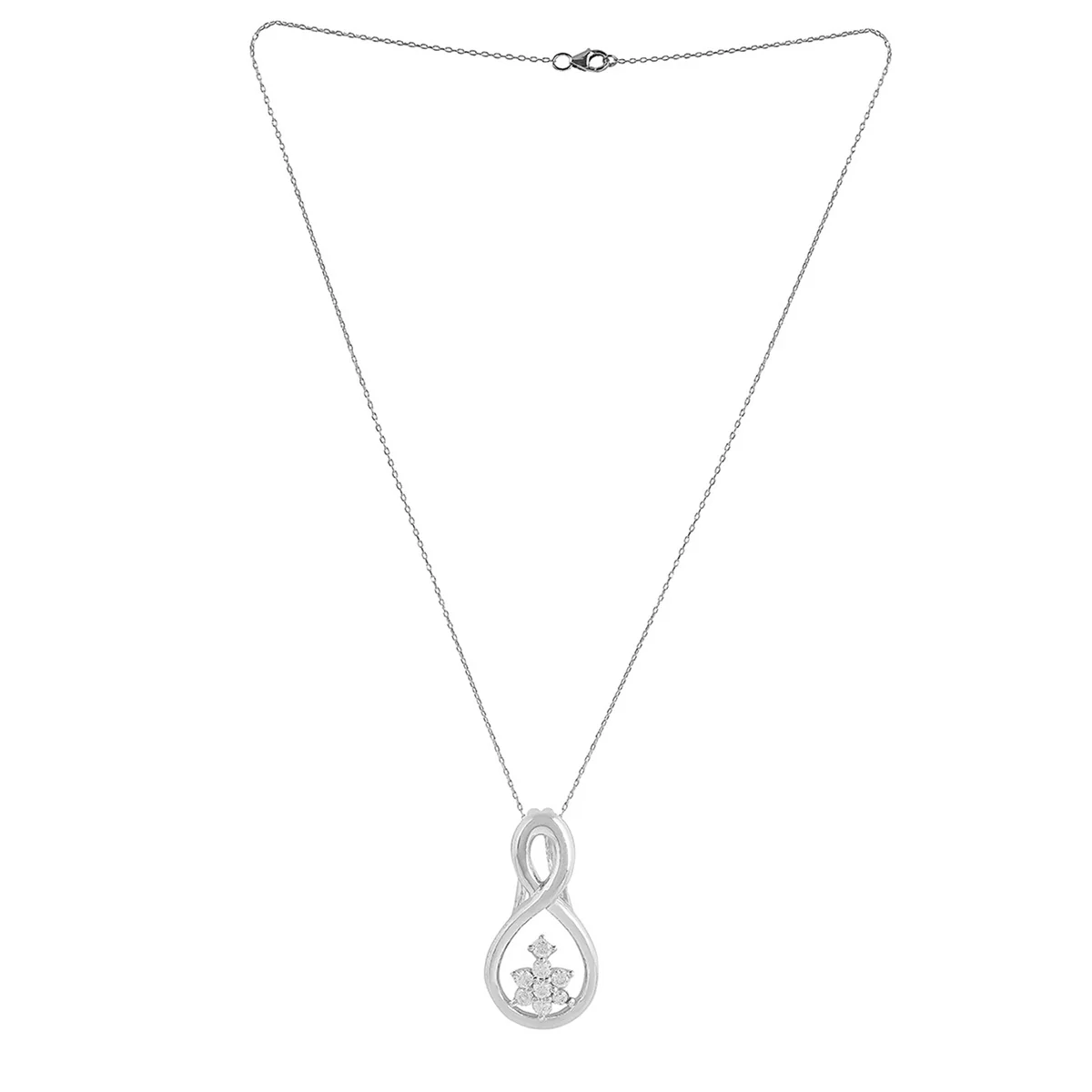 925 Sterling Silver CZ Infinity Pendant with Chain - Image 4