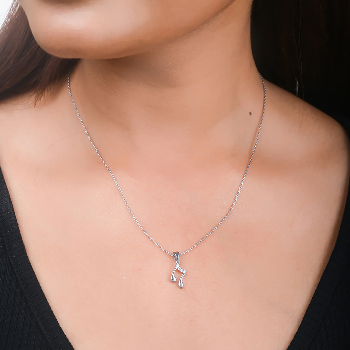 925 Sterling Silver CZ Music Emblem Pendant with Chain - Image 2