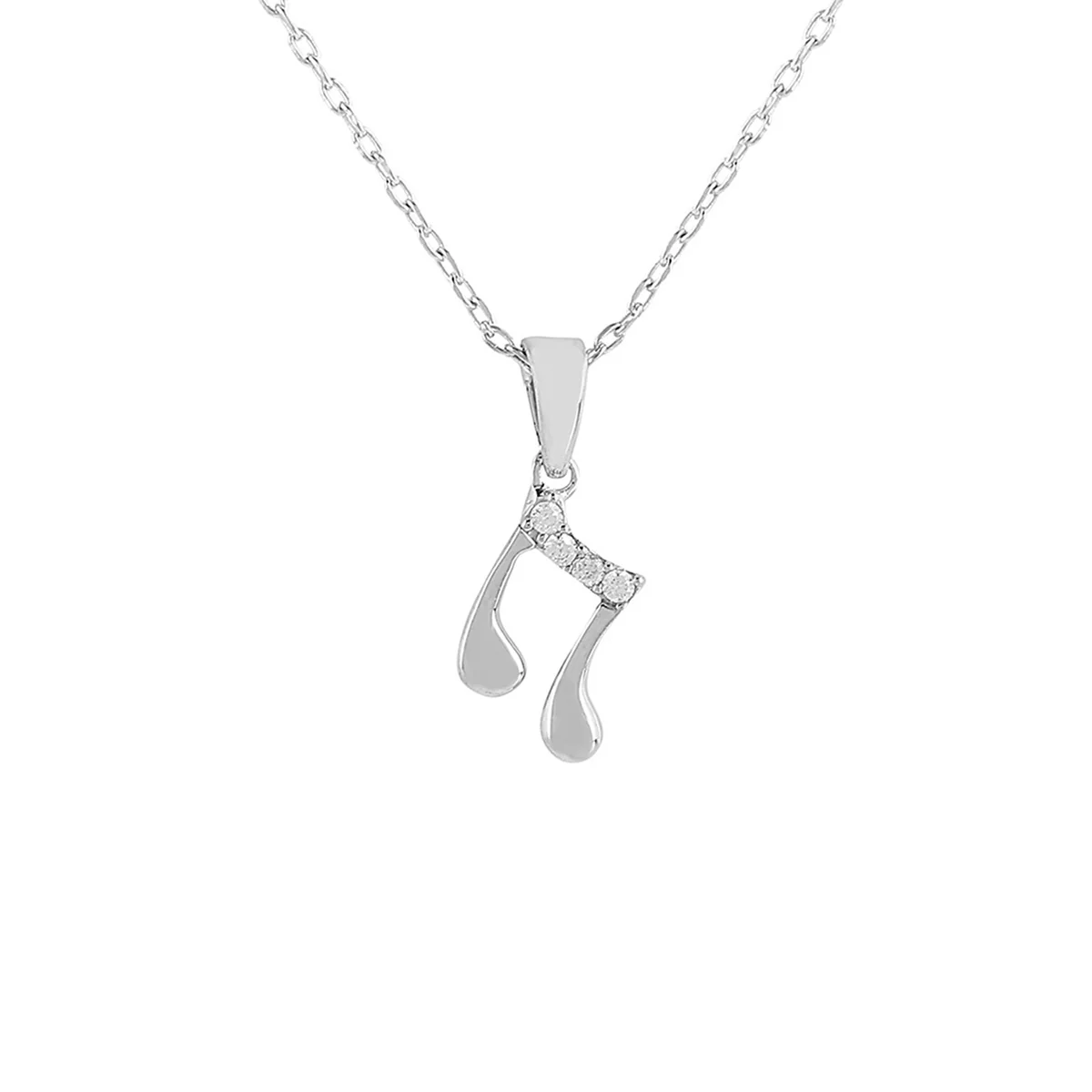 925 Sterling Silver CZ Music Emblem Pendant with Chain - Image 3