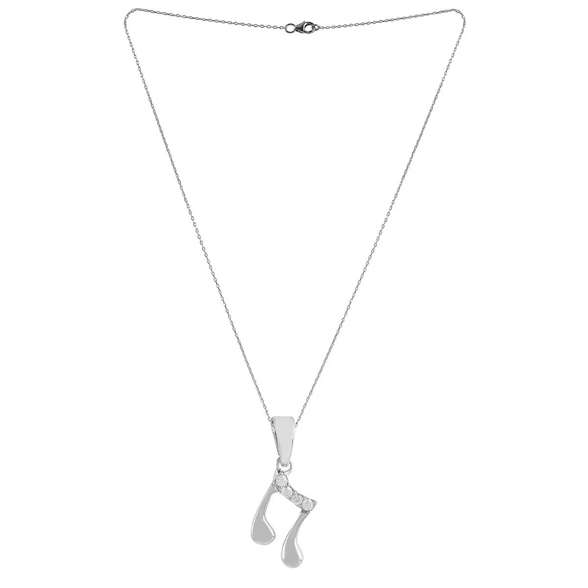 925 Sterling Silver CZ Music Emblem Pendant with Chain - Image 4