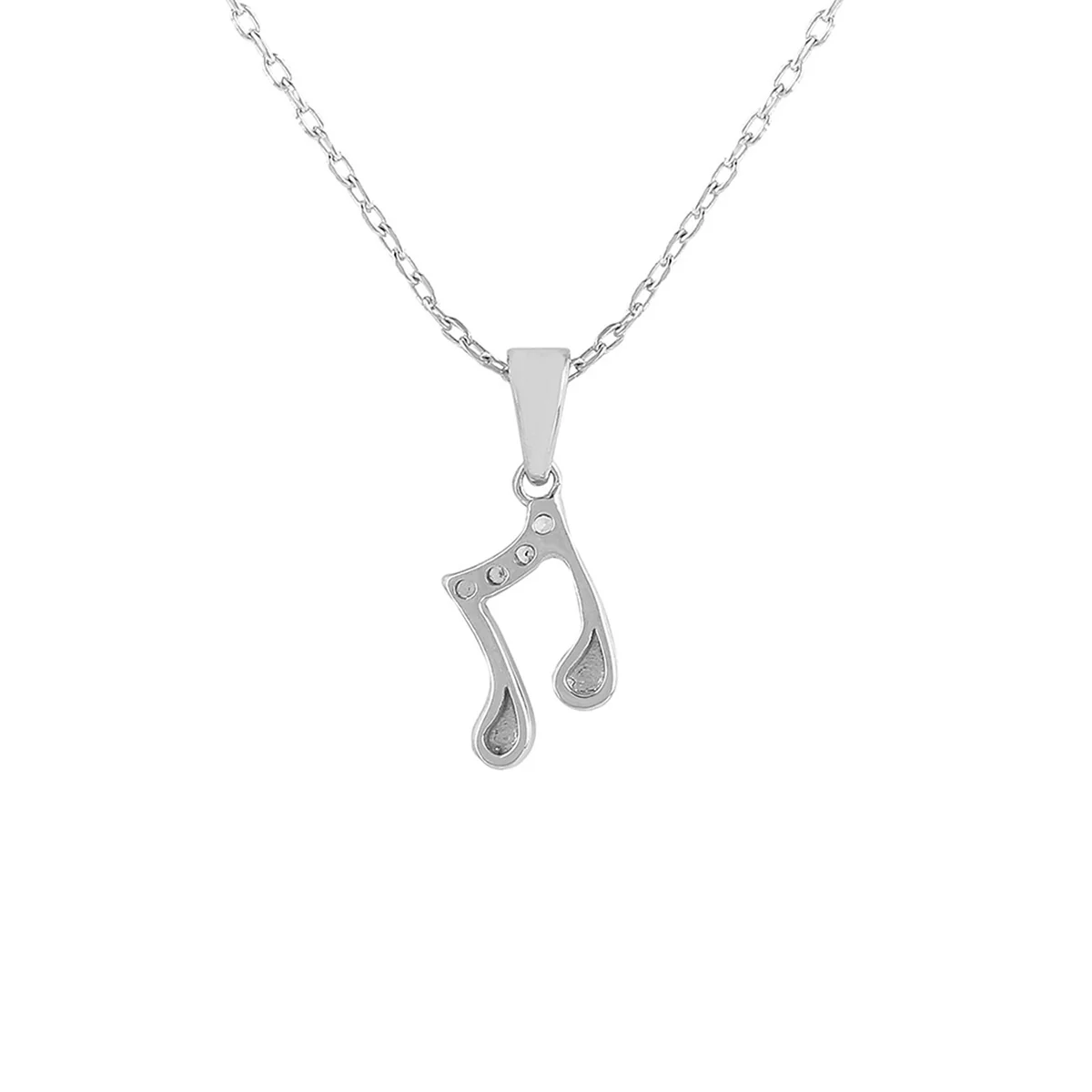 925 Sterling Silver CZ Music Emblem Pendant with Chain - Image 5