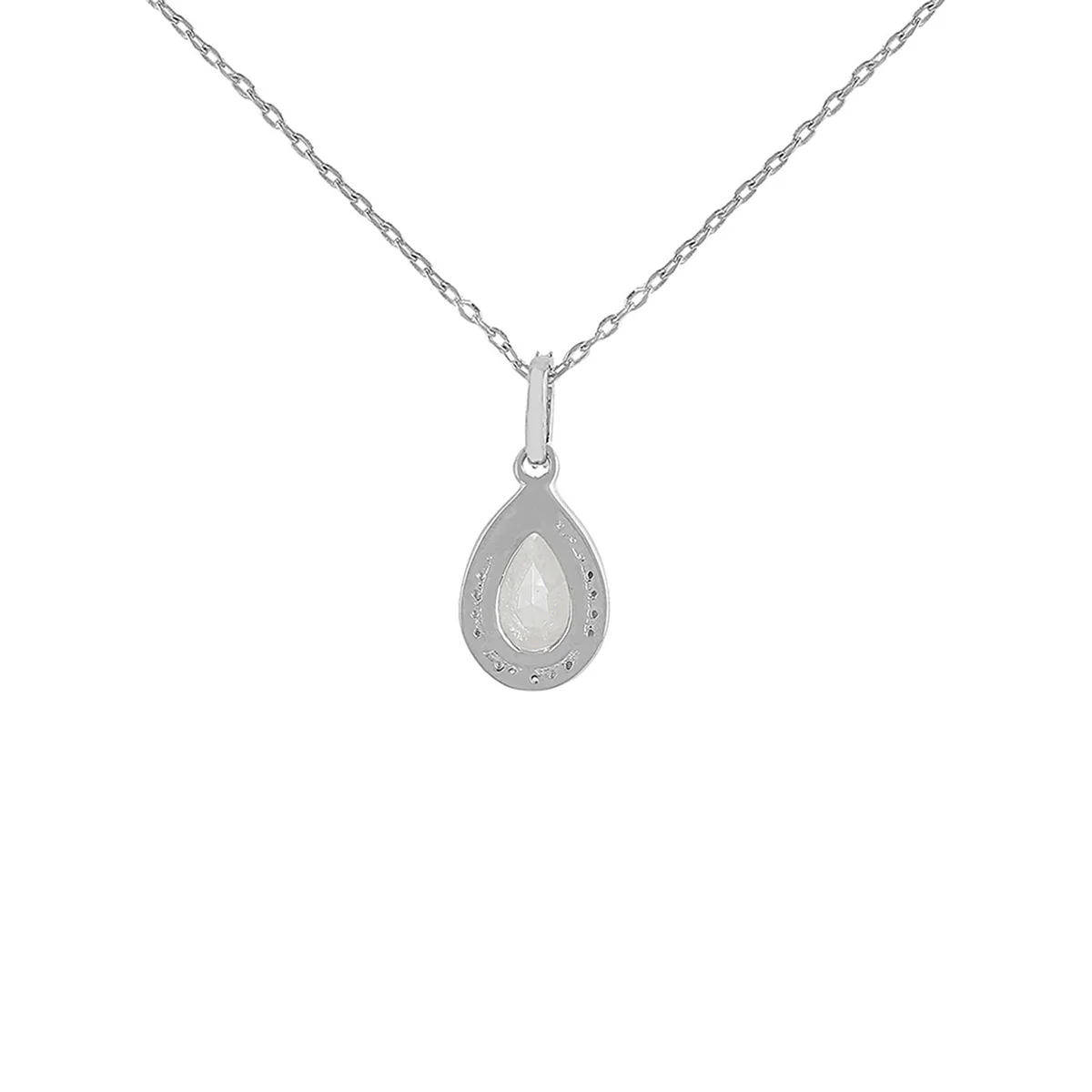 925 Sterling Silver CZ Pearl Shaped Pendant with Chain - Image 5