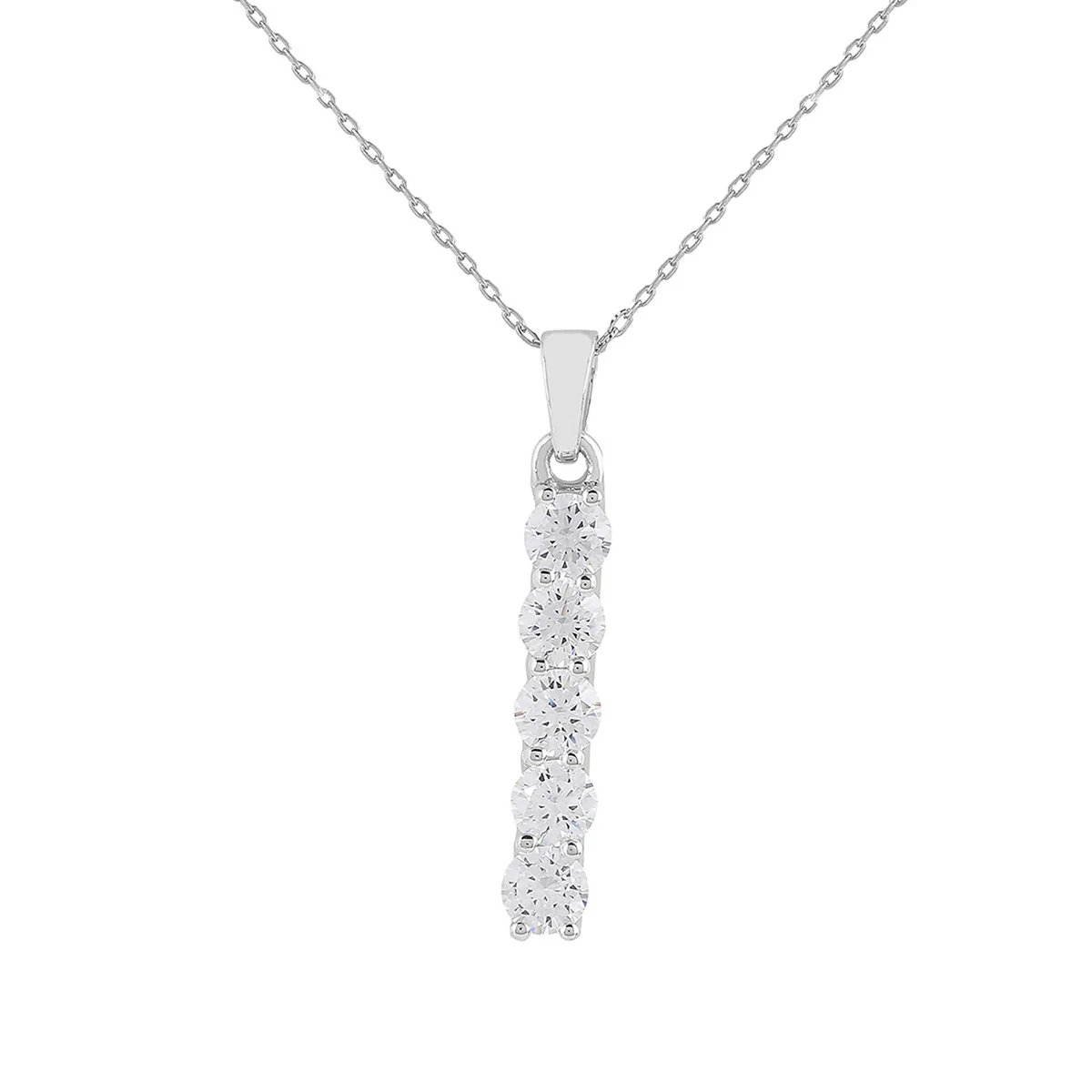 925 Sterling Silver CZ Pendant with Chain - Image 3