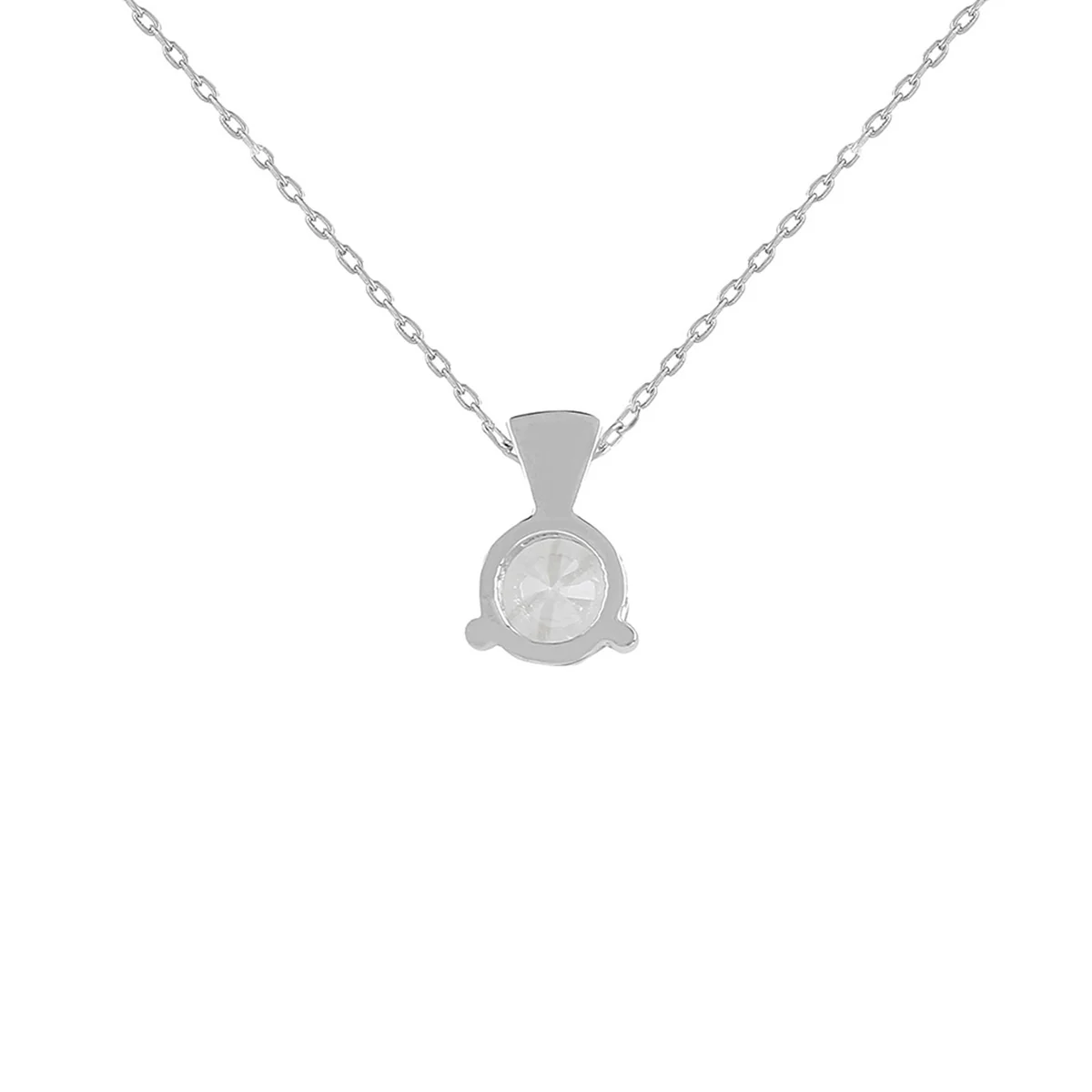 925 Sterling Silver CZ Single Stone Pendant with Chain - Image 5