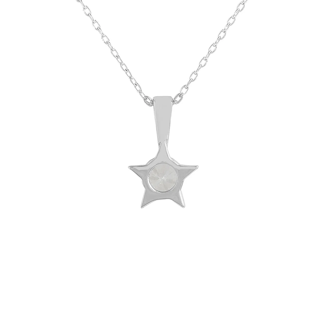 925 Sterling Silver CZ Star Shaped Pendant with Chain - Image 5