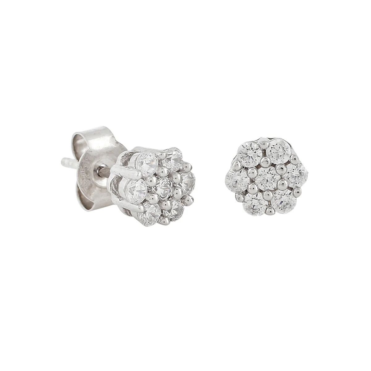 925 Sterling Silver CZ Webbed Stud Earrings - Image 5