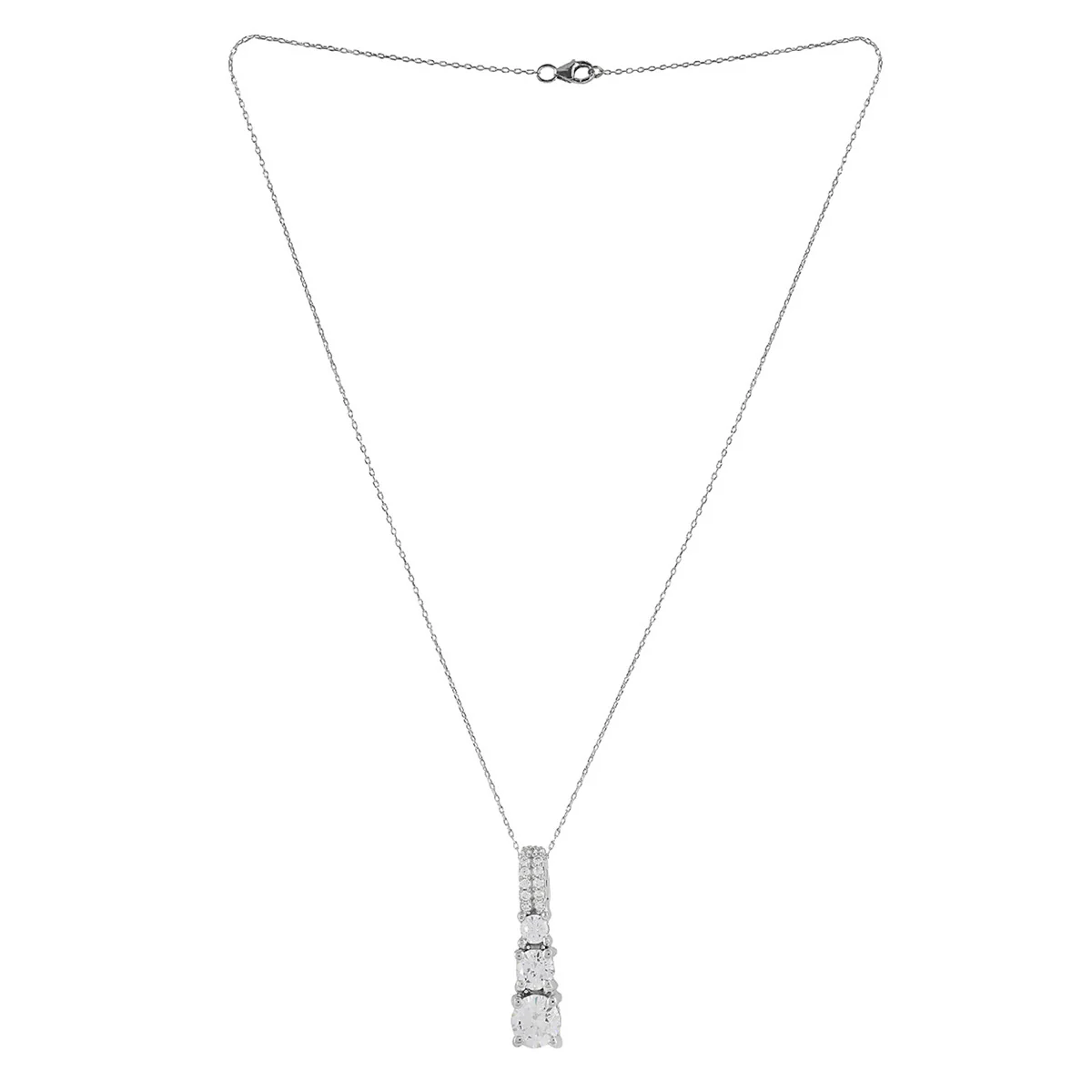 925 Sterling Silver CZ Aesthetic Cone Shaped Pendant with Chain - Image 4