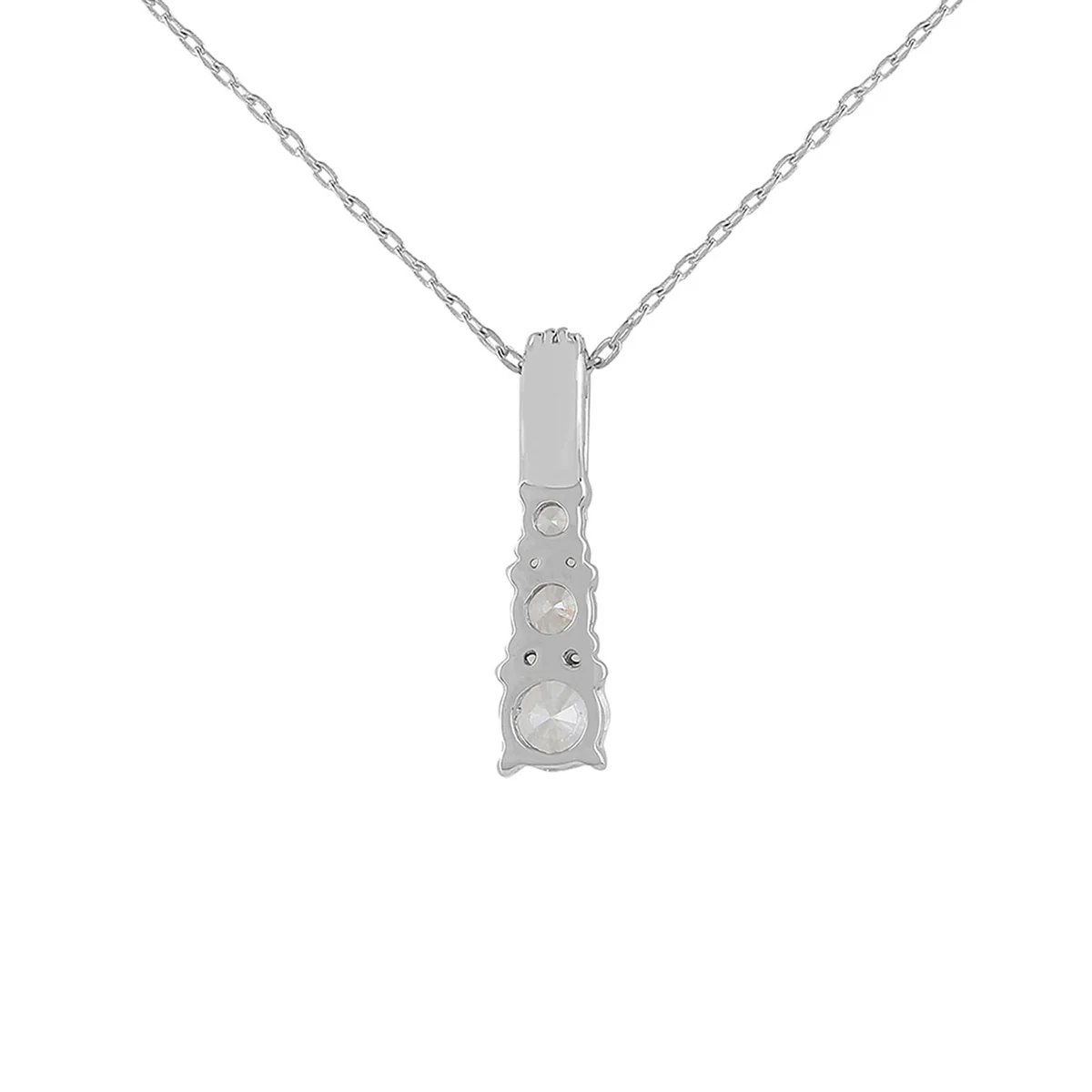 925 Sterling Silver CZ Aesthetic Cone Shaped Pendant with Chain - Image 5