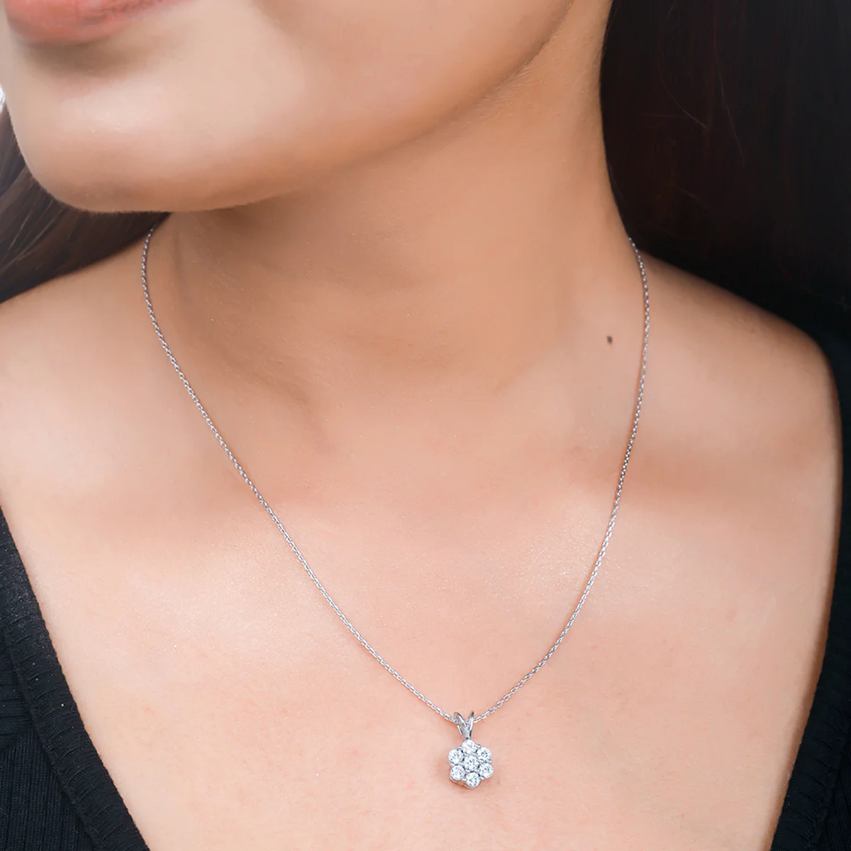 925 Sterling Silver CZ Blue Stone Pendant with Chain - Image 2