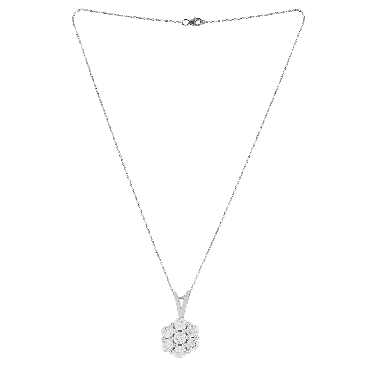 925 Sterling Silver CZ Blue Stone Pendant with Chain - Image 4