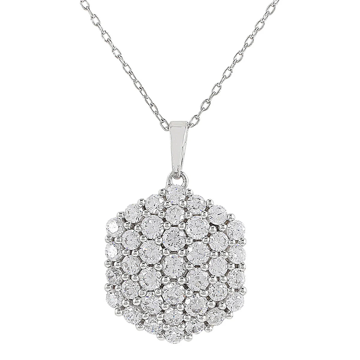 925 Sterling Silver CZ Hexagon Desgined Pendant with Chain - Image 3