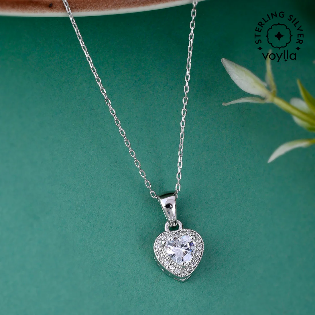 925 Sterling Silver CZ Heart Pendant | Voylla