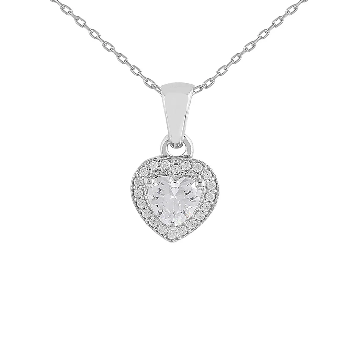 925 Sterling Silver CZ Heart Pendant | Voylla - Image 3