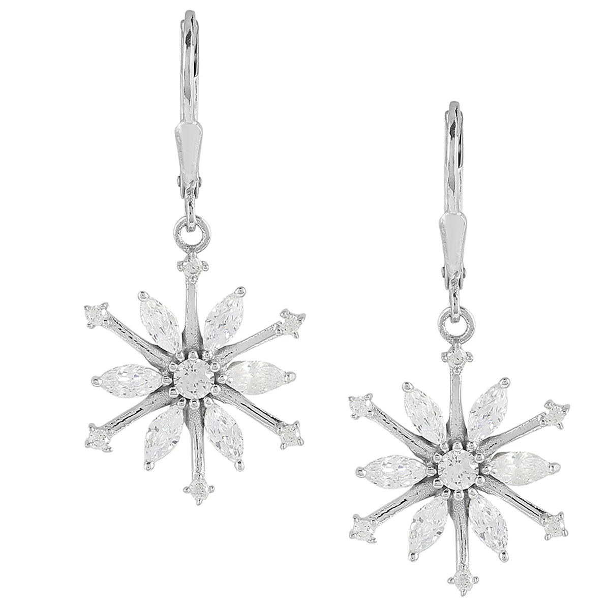 925 Sterling Silver CZ Starlets Drop Earrings - Image 3