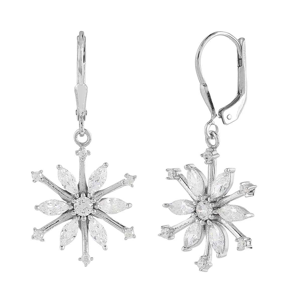 925 Sterling Silver CZ Starlets Drop Earrings - Image 4