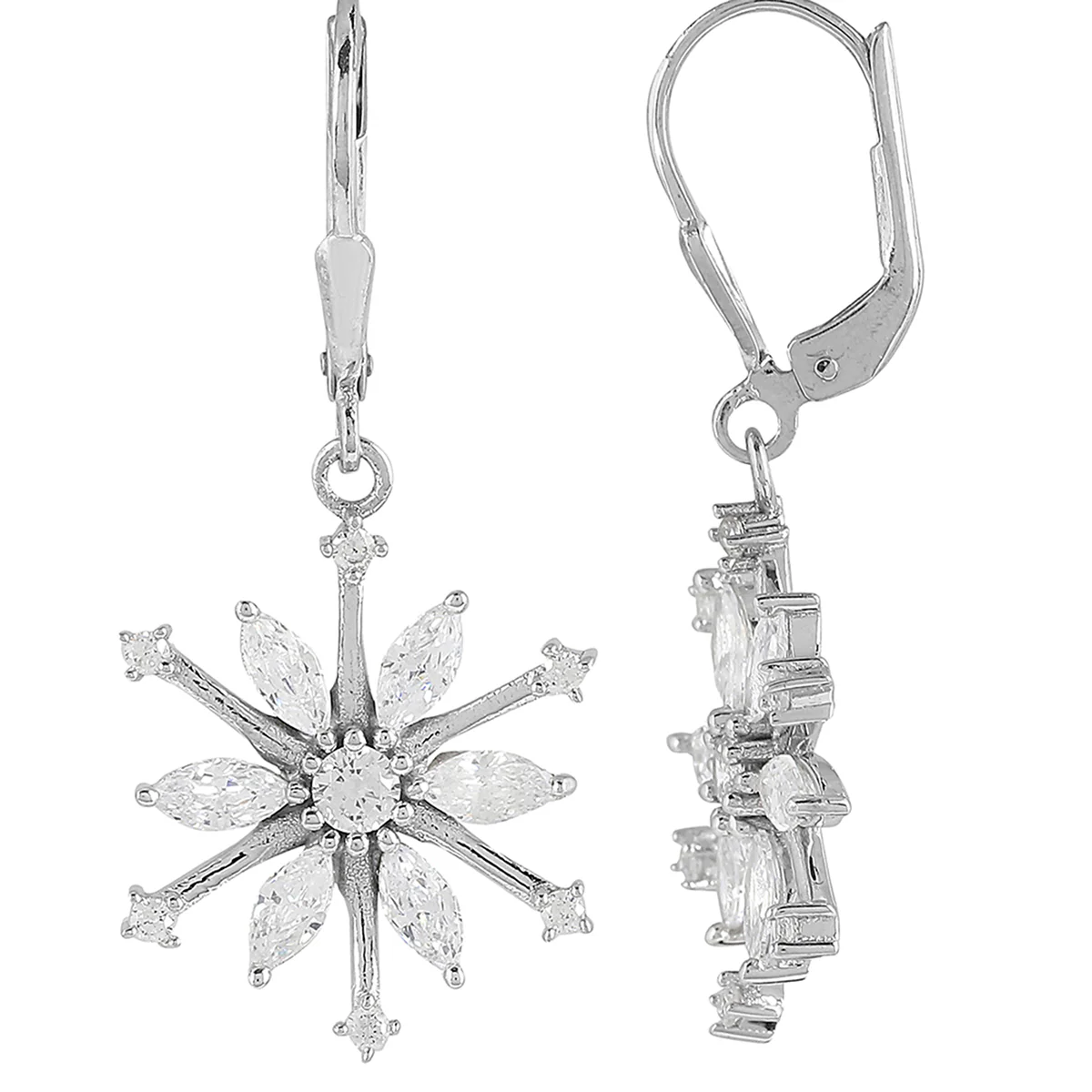 925 Sterling Silver CZ Starlets Drop Earrings - Image 5