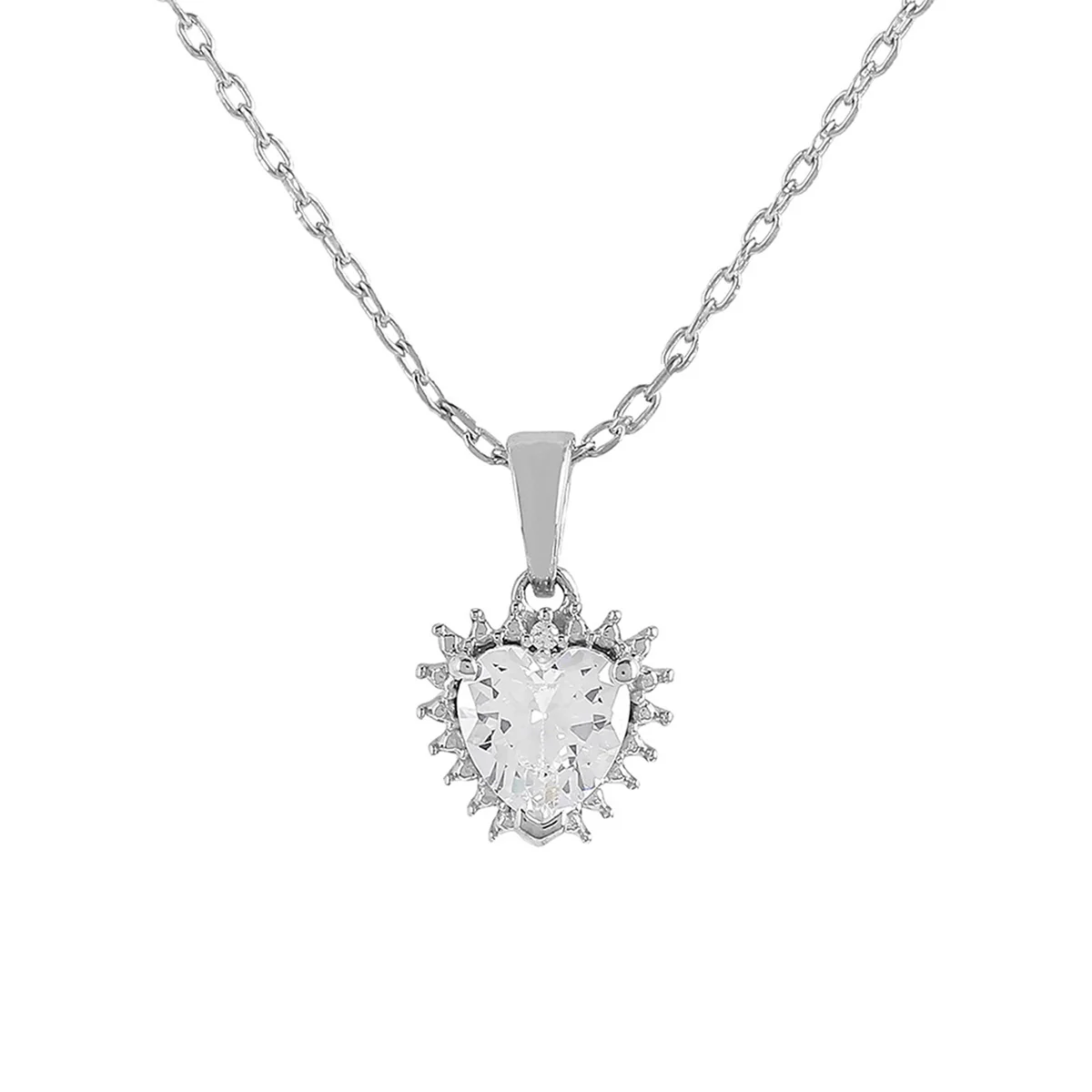 925 Sterling Silver CZ Pearl Heart Pendant - Image 3