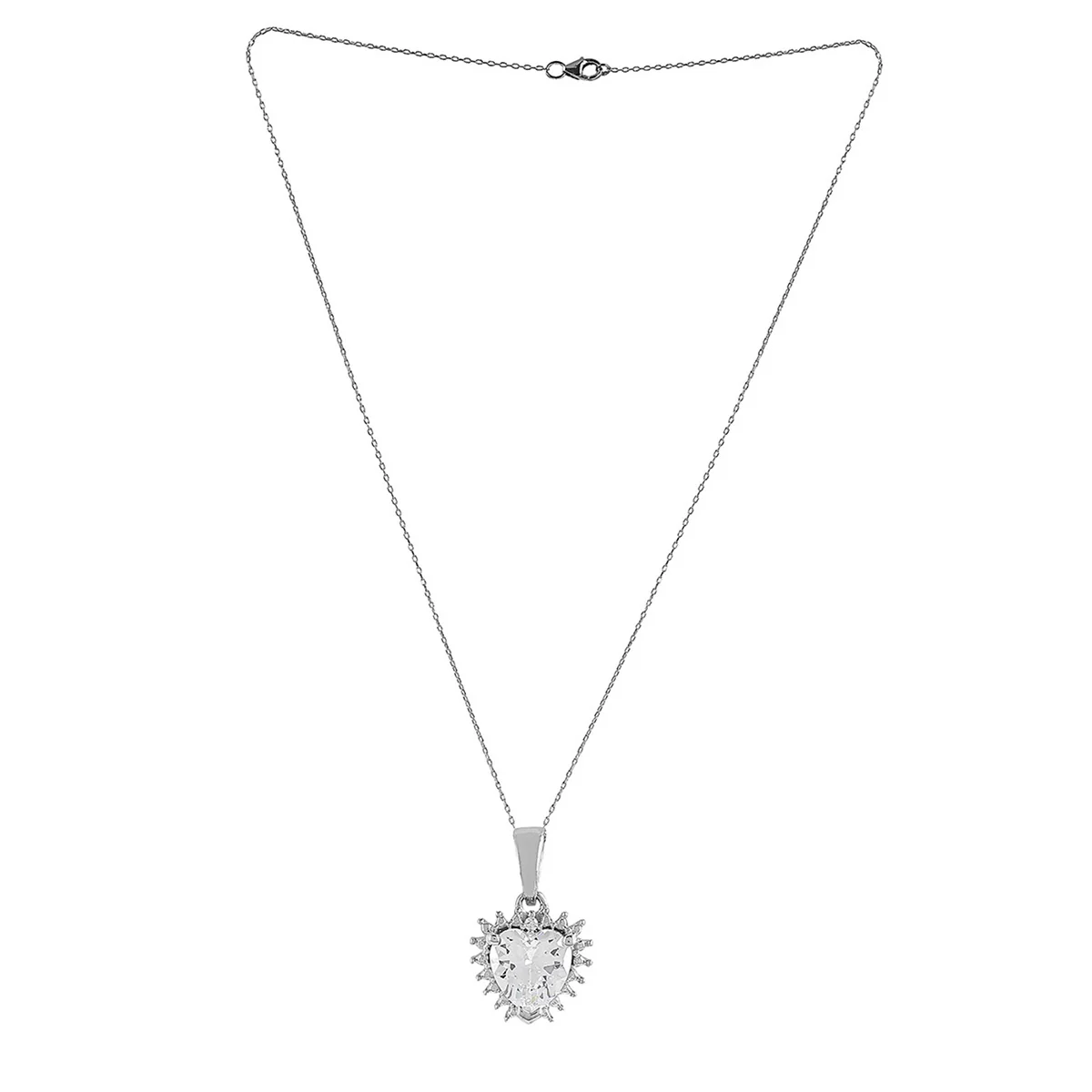 925 Sterling Silver CZ Pearl Heart Pendant - Image 4
