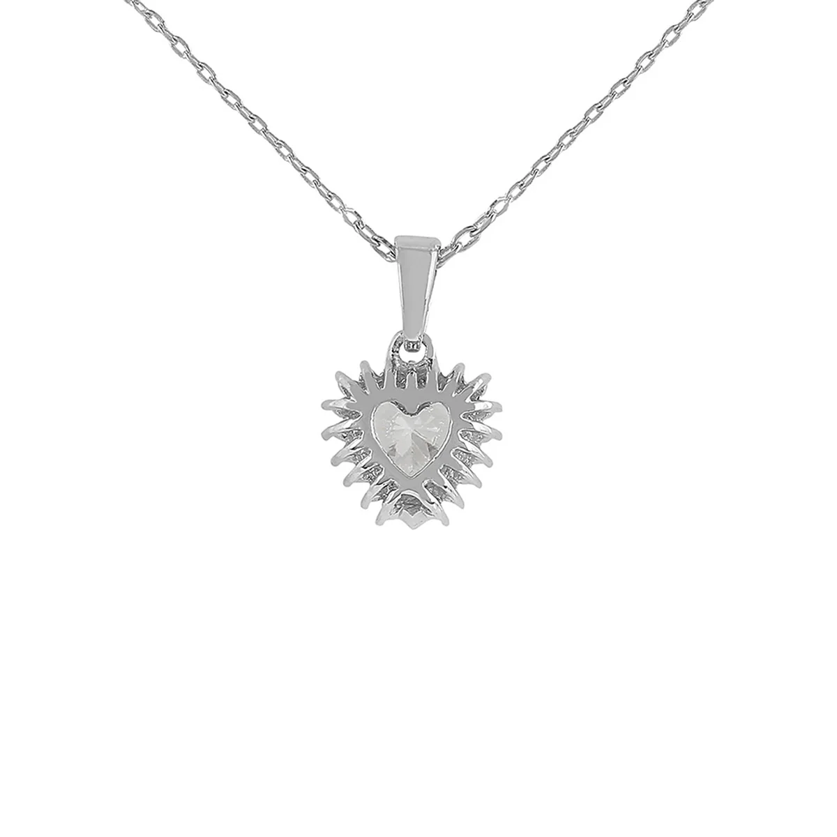 925 Sterling Silver CZ Pearl Heart Pendant - Image 5