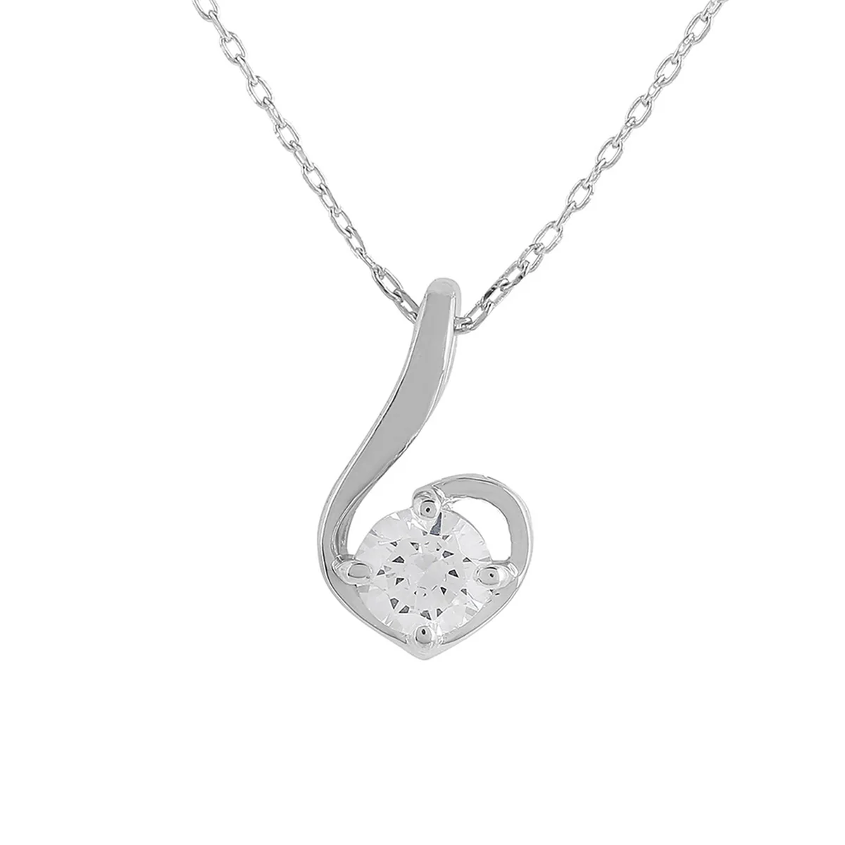 925 Sterling Silver CZ Round Stone Pendant with Chain - Image 3