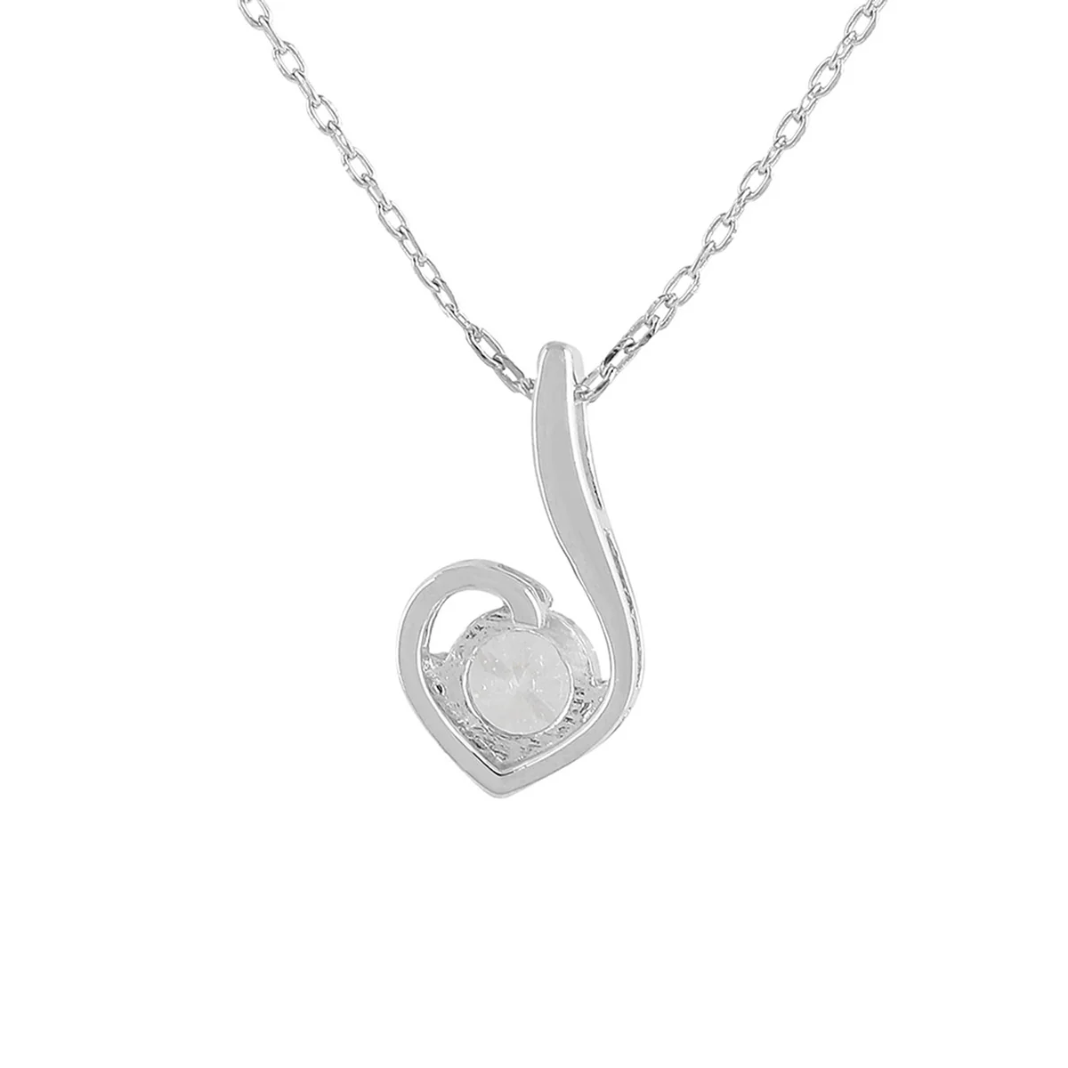 925 Sterling Silver CZ Round Stone Pendant with Chain - Image 5