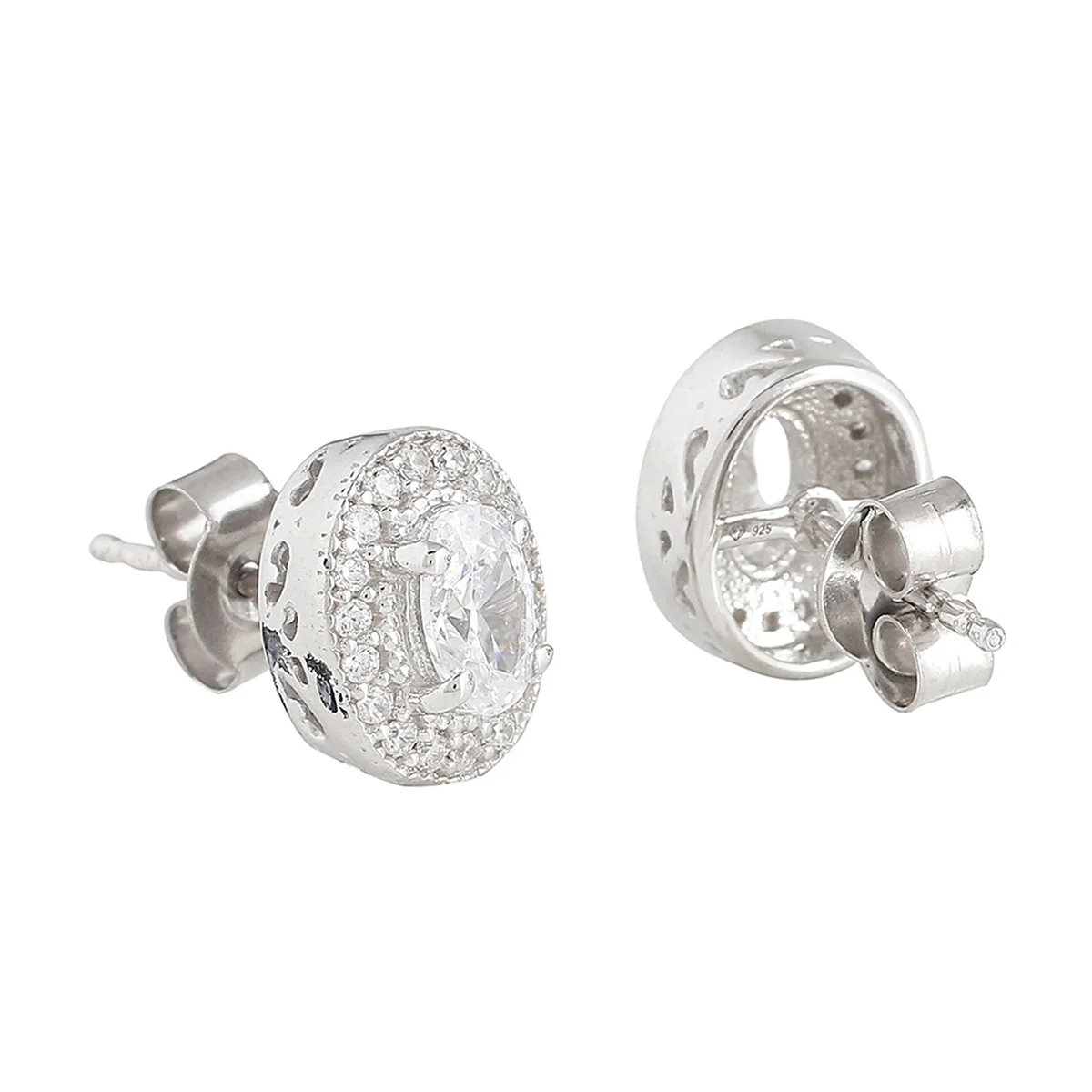 925 Sterling Silver CZ Oval Shaped Stud Earrings - Image 4